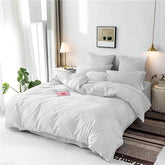 3 Pcs Cross Pleated Duvet Set - White